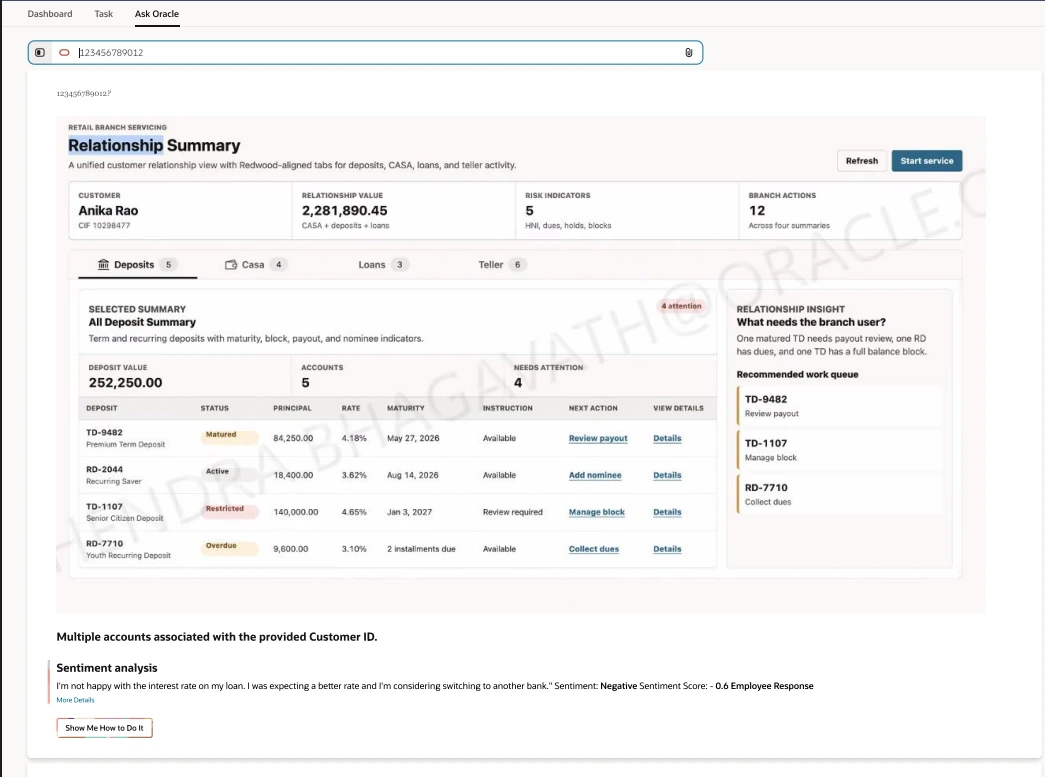 Consolidated account and deposit summary for the Single Window Operator
