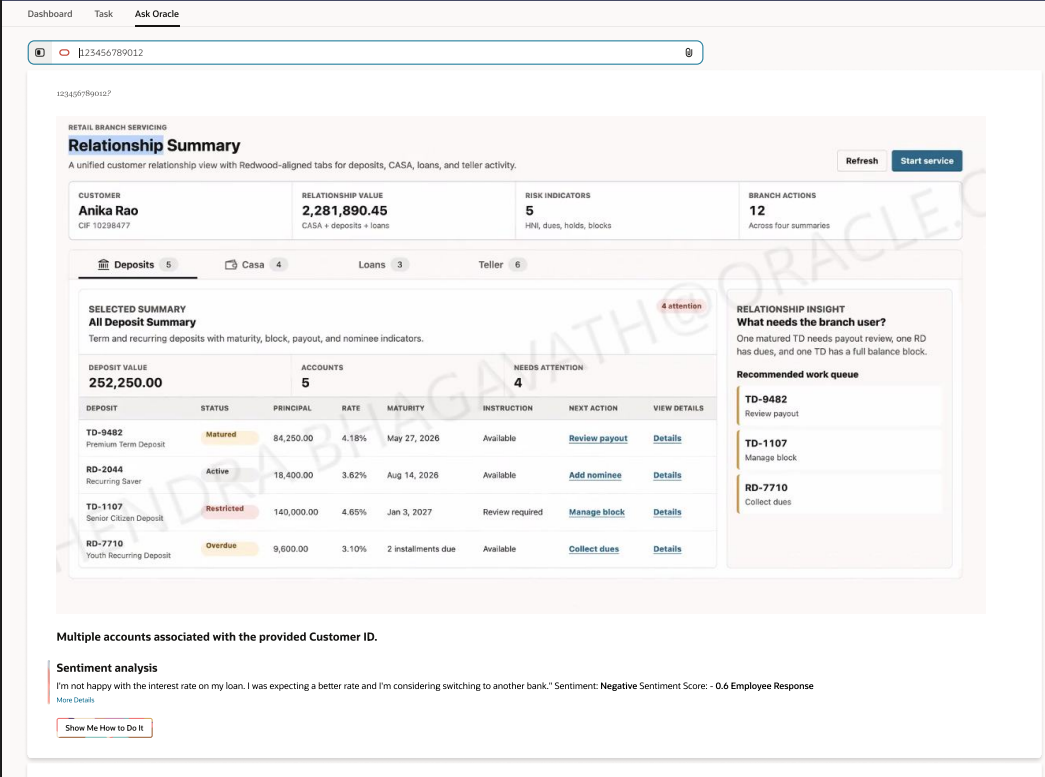 AI-assisted deposit relationship summary