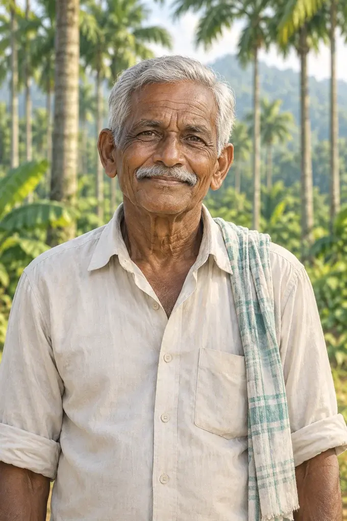 AI-generated representative illustration of a farmer approximately 75 years old