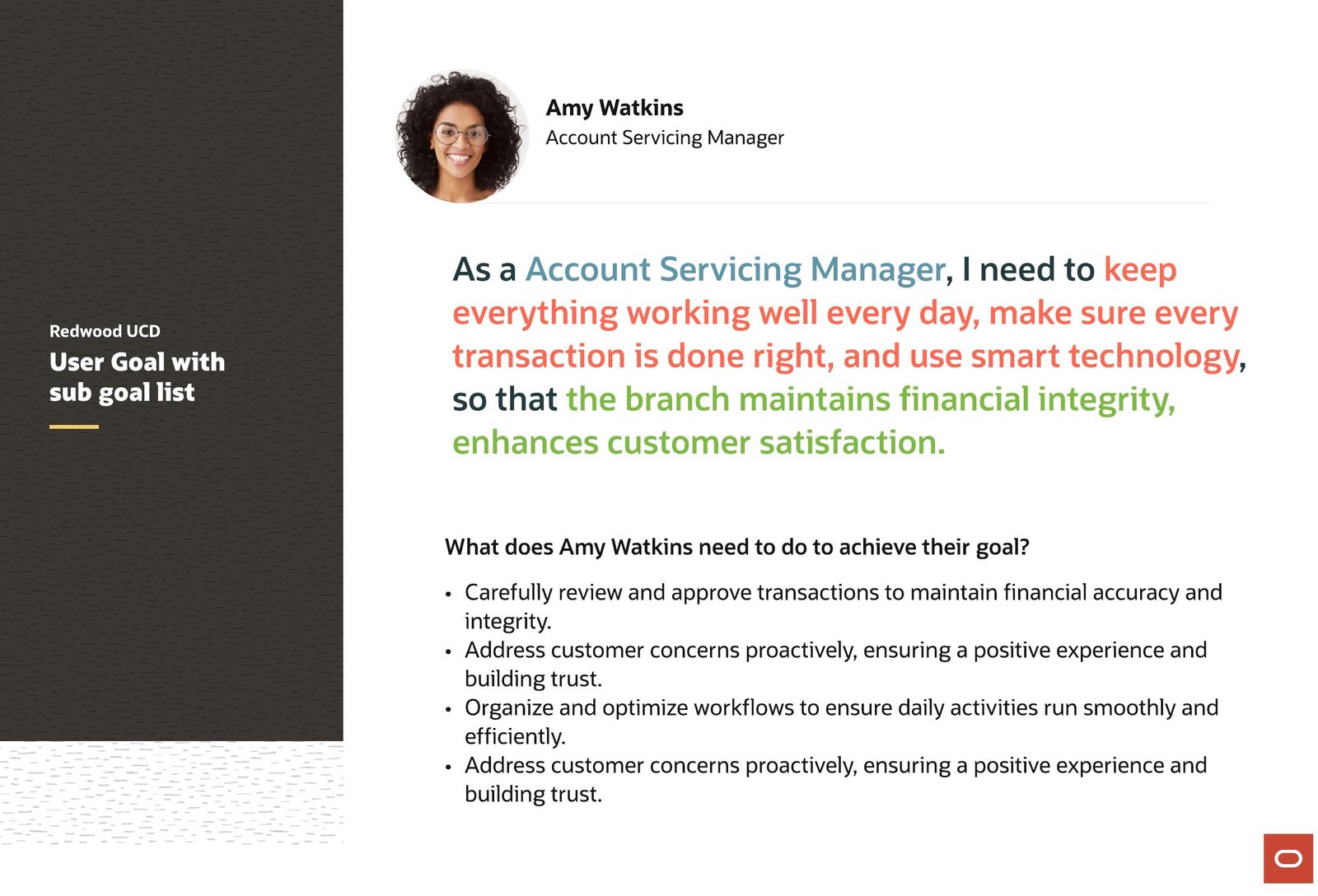 Account Servicing Manager user goal