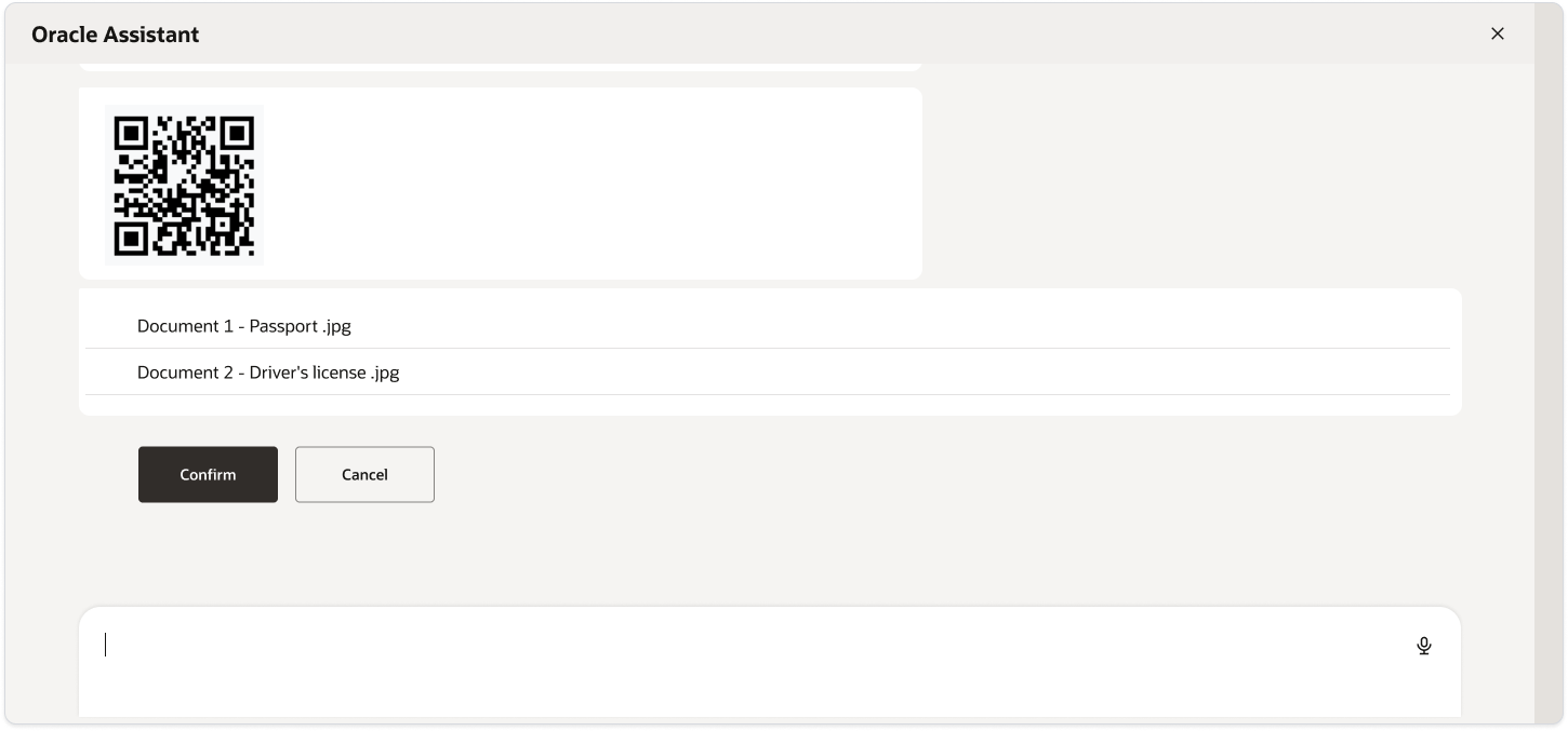 Customer confirms or cancels the uploaded document package